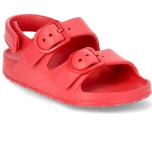 Wonder Nation Toddler Kids Red EVA Double Buckle Sandals Sz 9-10 New w/t